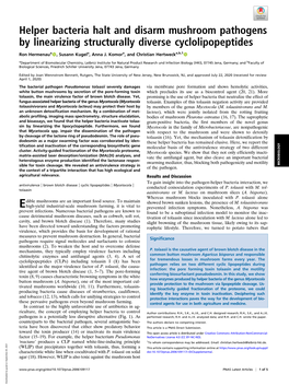 Helper Bacteria Halt and Disarm Mushroom Pathogens by Linearizing Structurally Diverse Cyclolipopeptides