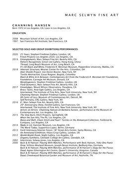 Channing Hansen CV