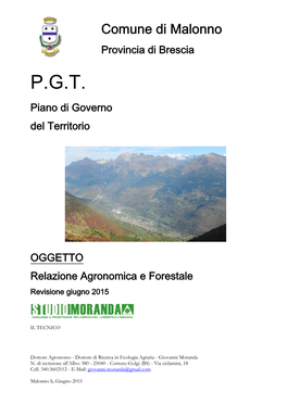 Relazione Agronomica Forestale Del Comune Di Corteno Golgi