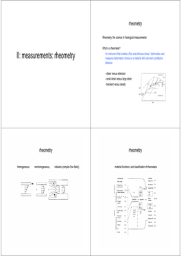 II: Measurements: Rheometry Measures Deformation /Stress on a Material with Unknown Constitutive Behavior