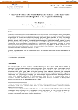 Momentum Effect in Stocks' Returns Between the Rational and the Behavioural Financial Theories