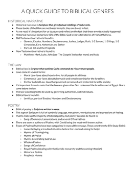 A Quick Guide to Biblical Genres