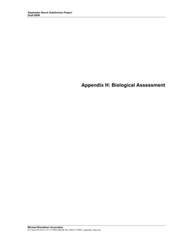 Appendix H: Biological Assessment