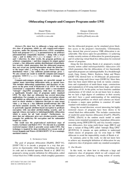 Obfuscating Compute-And-Compare Programs Under LWE