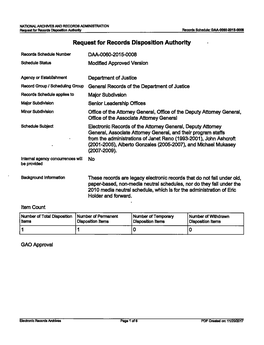 Senior Leadership Electronic Records from Administration of Janet Reno (1993-2001 ), John Ashcroft (2001-2005), Alberto Gonzales