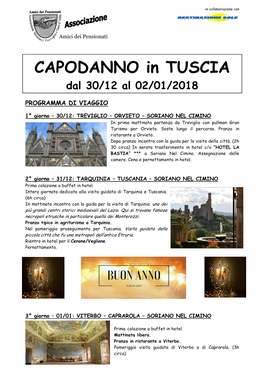 CAPODANNO in TUSCIA Dal 30/12 Al 02/01/2018