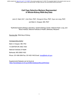 Cell-Type Selective Markers Represented in Whole-Kidney RNA-Seq Data