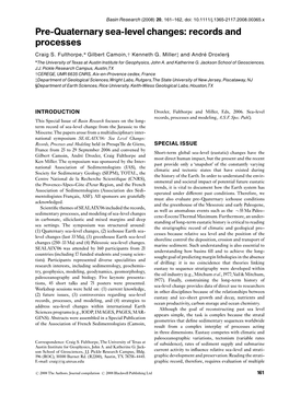 Pre-Quaternary Sea-Level Changes: Records and Processes Craig S