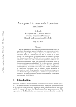 An Approach to Nonstandard Quantum Mechanics