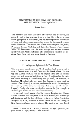 Scriptures in the Dead Sea Scrolls: the Evidence from Qumran