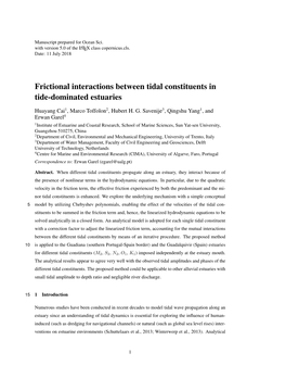 Frictional Interactions Between Tidal Constituents in Tide-Dominated Estuaries