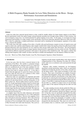 A Multi-Frequency Radar Sounder for Lava Tubes Detection on the Moon : Design, Performance Assessment and Simulations