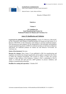 Annex 15: Qualification and Validation