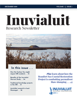 2019 Inuvialuit Settlement Region (ISR) Research Newsletter