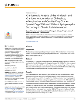 Craniometric Analysis of the Hindbrain and Craniocervical Junction Of