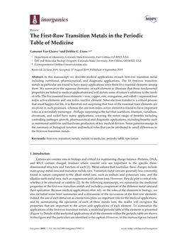 The First-Row Transition Metals in the Periodic Table of Medicine