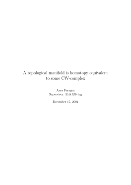 A Topological Manifold Is Homotopy Equivalent to Some CW-Complex