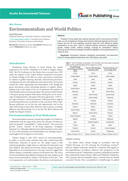 Environmentalism and World Politics