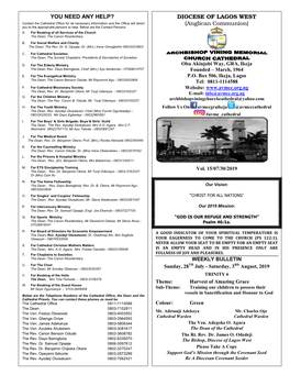 Avmcc Bulletin for 28Th July, 2019