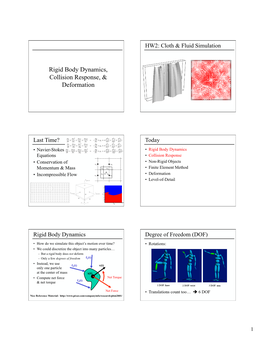 Rigid Body Dynamics, Collision Response, & Deformation