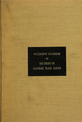 Algebraic Plane Curves Deposited by the Faculty of Graduate Studies and Research