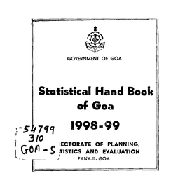 Staisstscal Hand Book of G O a 1998-99 ; 3/0 ’ R #» Iectorate of PLANNING