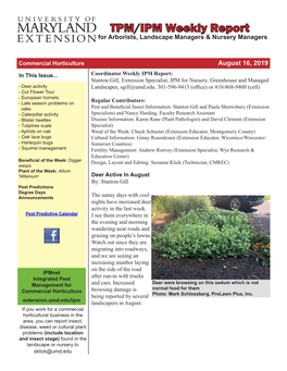 TPM/IPM Weekly Report for Arborists, Landscape Managers & Nursery Managers