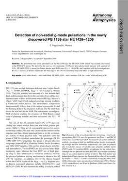 Detection of Non-Radial G-Mode Pulsations in the Newly Discovered PG 1159 Star HE 1429−1209