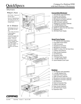 Quickspecs with Intel Pentium 4 Processors