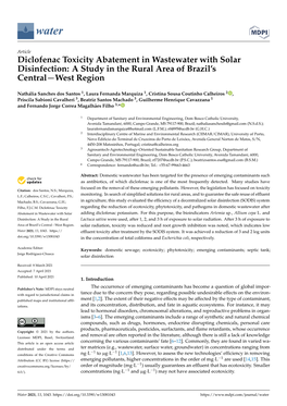 Diclofenac Toxicity Abatement in Wastewater with Solar Disinfection: a Study in the Rural Area of Brazil’S Central−West Region