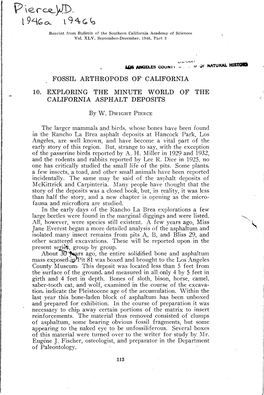 M Qf NATURAL HISTOO FOSSIL ARTHROPODS of CALIFORNIA