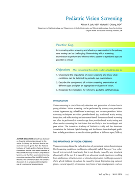 Pediatric Vision Screening