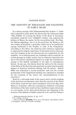 The Sanctity of Jerusalem and Palestine in Early Islam