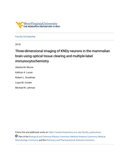 Three-Dimensional Imaging of Kndy Neurons in the Mammalian Brain Using Optical Tissue Clearing and Multiple-Label Immunocytochemistry