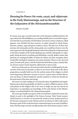 Dressing for Power: on Vrata, Caryā, and Vidyāvrata in the Early Mantramārga, and on the Structure of the Guhyasūtra of the Niśvāsatattvasaṃhitā