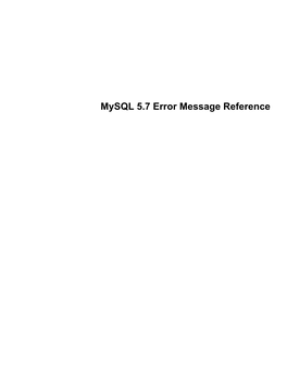 Mysql 5.7 Error Message Reference Abstract