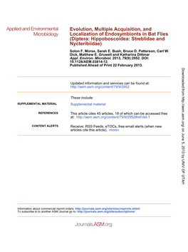 Diptera: Hippoboscoidea: Streblidae and Localization Of