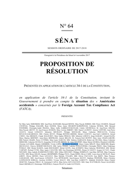 Sénat Proposition De Résolution