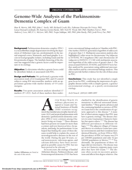 Genome-Wide Analysis of the Parkinsonism-Dementia Complex