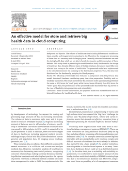 An Effective Model for Store and Retrieve Big Health Data in Cloud Computing