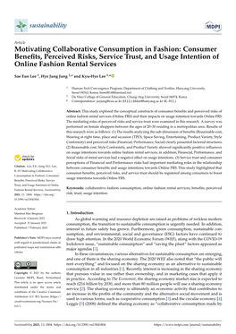 Motivating Collaborative Consumption in Fashion: Consumer Beneﬁts, Perceived Risks, Service Trust, and Usage Intention of Online Fashion Rental Services