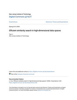 Efficient Similarity Search in High-Dimensional Data Spaces