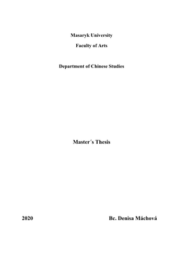 Master´S Thesis 2020 Bc. Denisa Máchová