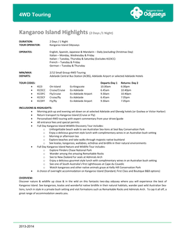 Kangaroo Island Highlights (2 Days /1 Night)
