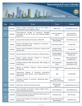 International Events Calendar Mayor’S Office of Trade & International Affairs October 2014