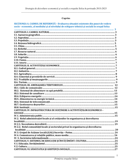 Strategia De Dezvoltare Economică Şi Socială a Oraşului Solca În Perioada 2013-2023 ______