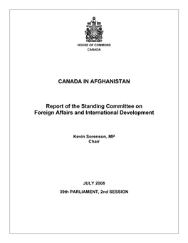 CANADA in AFGHANISTAN Report of the Standing Committee On