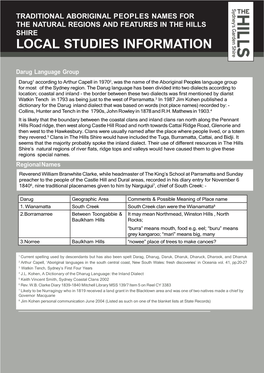 Traditional Aboriginal Names BH Shire.Indd