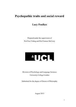 Psychopathic Traits and Social Reward