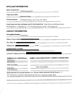 VSM Gourmet LLC Gourmet Garage 585 Hudson Street, New York, NY